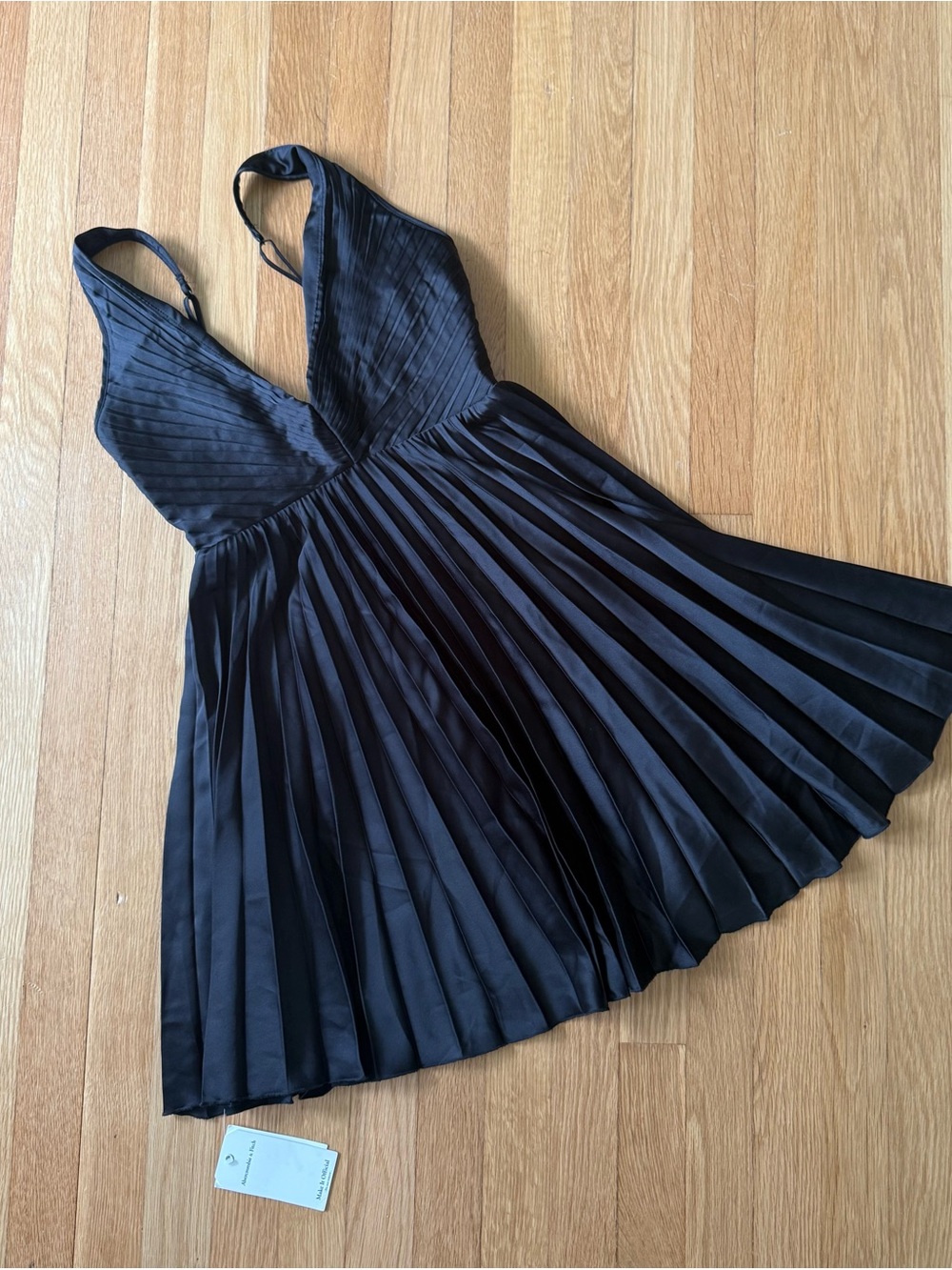 Abercrombie & Fitch Black Pleated V-Neck Mini Dress S